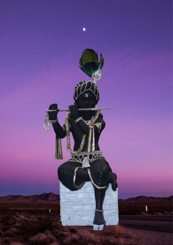 Premium Black Krishna Murti with Flute & Peacock Feather | Resin Idol