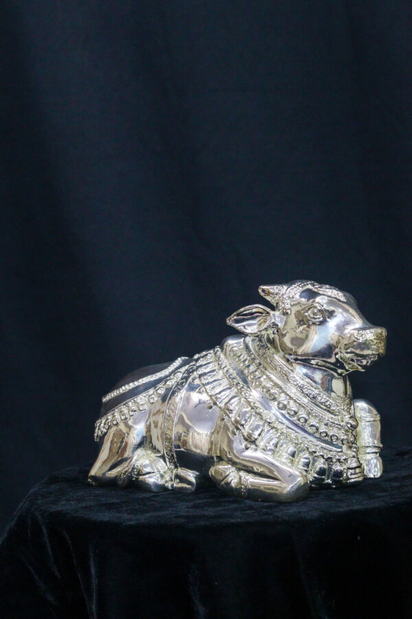 Nandi Ji (Silver Plated) Idol – for Home Temple & Vastu Decor