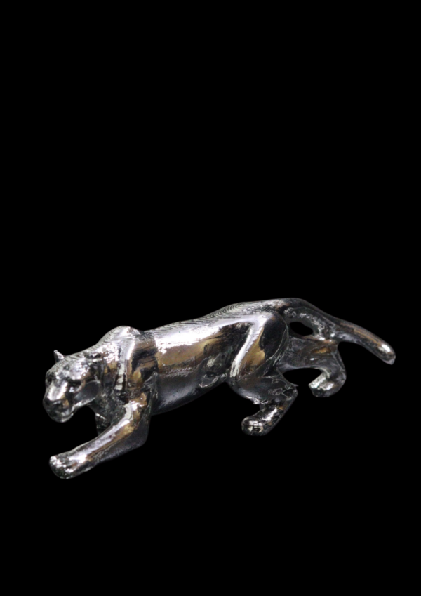 Silver Plated Tiger Statue Running Animal Showpiece for Home Decor